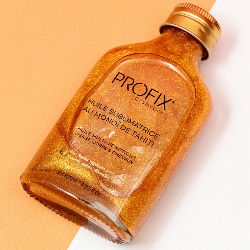 Huile Sublimatrice Pailletée PROFIX – Éclat Naturel pour Corps, Visage et Cheveux