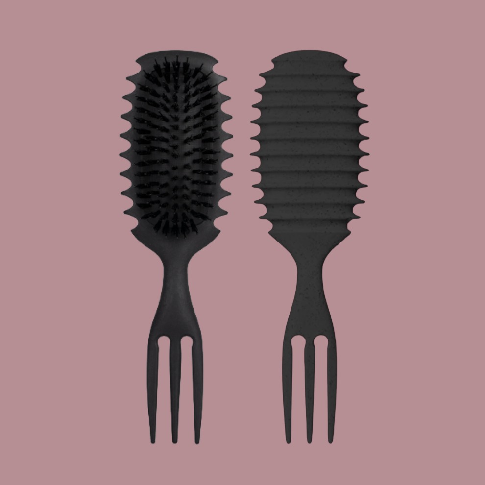 Brosse Spéciale Cheveux Bouclés – Démêlage Doux, Répartition Homogène & Massage du Cuir Chevelu Noir (#353334)
