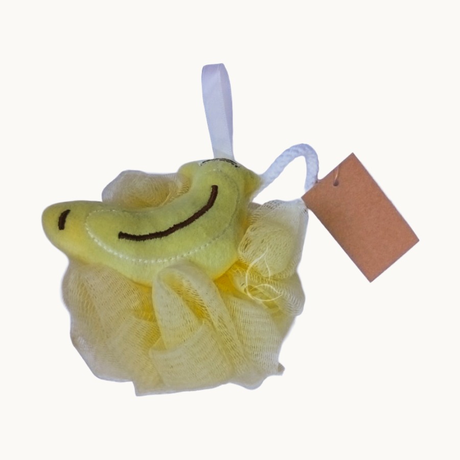 Brosse de Bain Fruitée Douce – Éponge Corporelle Peau Sensible pour Adultes et Enfants Banana