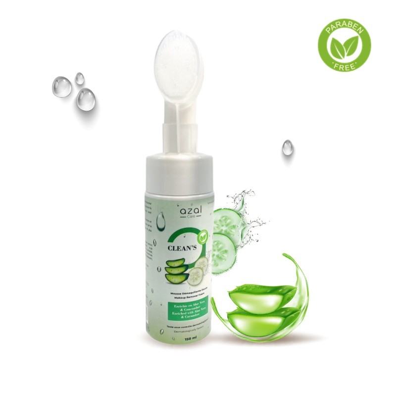 CLEAN’S – Mousse Démaquillante Aloe Vera & Concombre 150ML – Peau Sèche & Sensation Apaisante