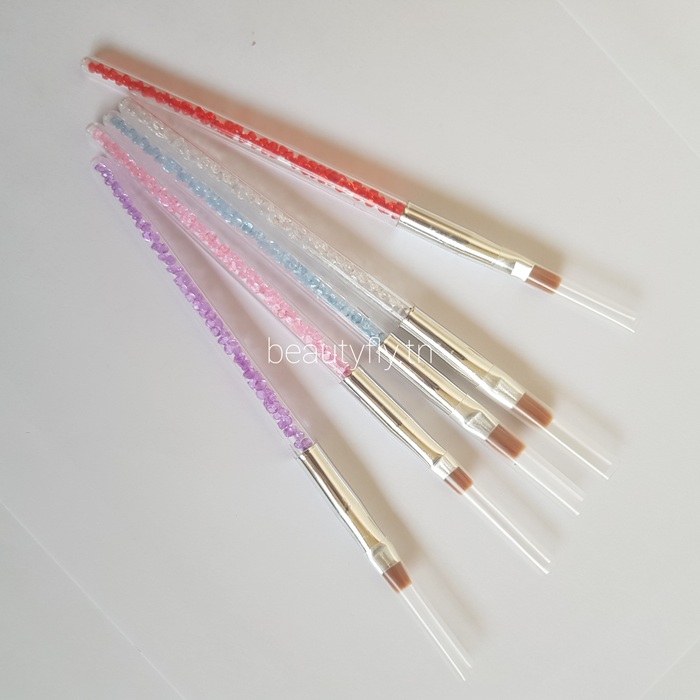 Kit de 5 Pinceaux Nail Art Acrylique – Pinceaux Plats Design Stylo pour Gel UV, Tracé, 3D et Peinture Ongles