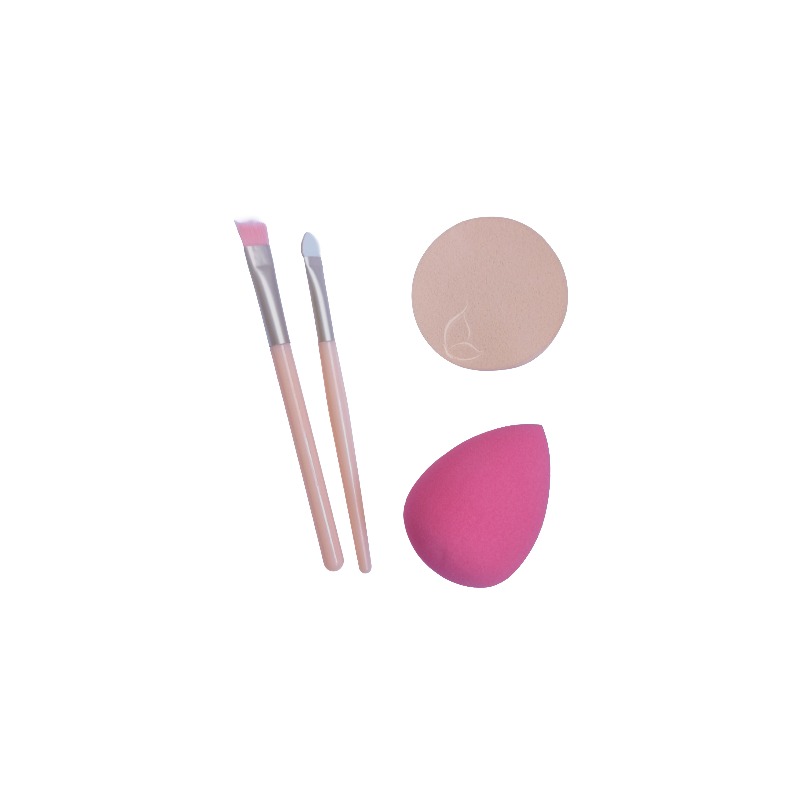 Kit Maquillage 4 en 1 – Pinceaux + Éponge Blender + Houppette Poudre Kit-2