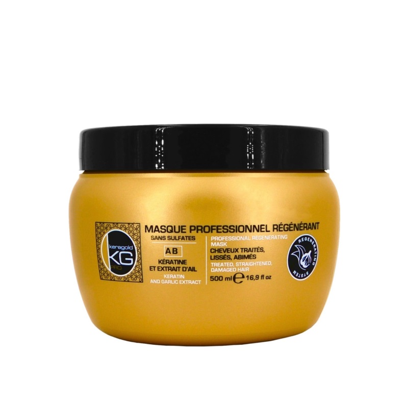 Masque Professionnel Régénérant - Keragold Pro à la kératine et à l’extrait d’ail – 500 ml