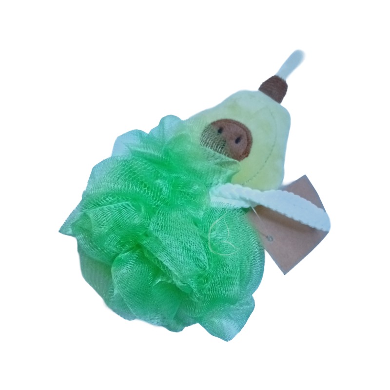 Brosse de Bain Fruitée Douce – Éponge Corporelle Peau Sensible pour Adultes et Enfants Avocado