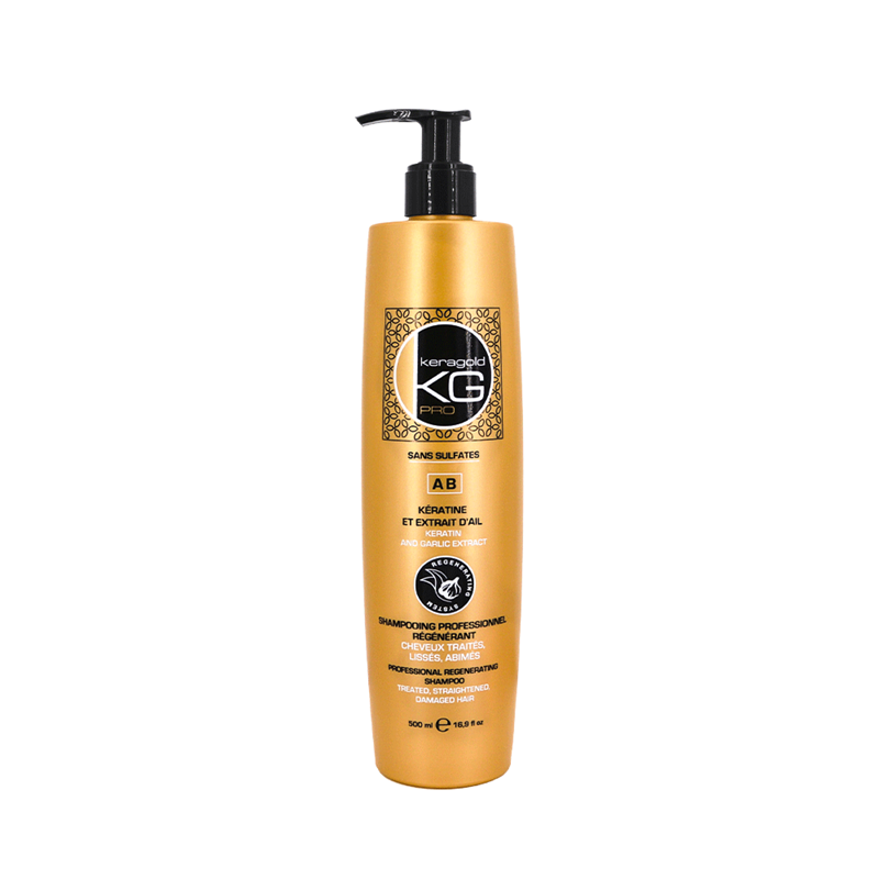 Shampoing KeraGold Régénérant - Kératine Extrait D'Ail - 500ml