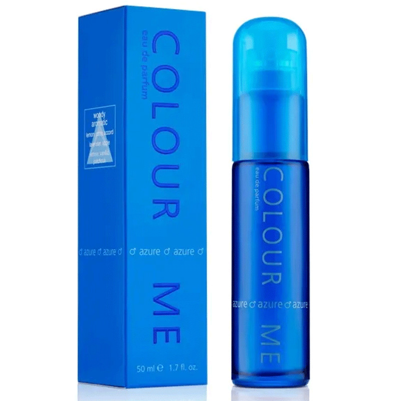 Colour Me Azure Eau de Parfum Homme – 50 ml – Parfum Boisé Aromatique aux Notes d’Agrumes et de Lavande