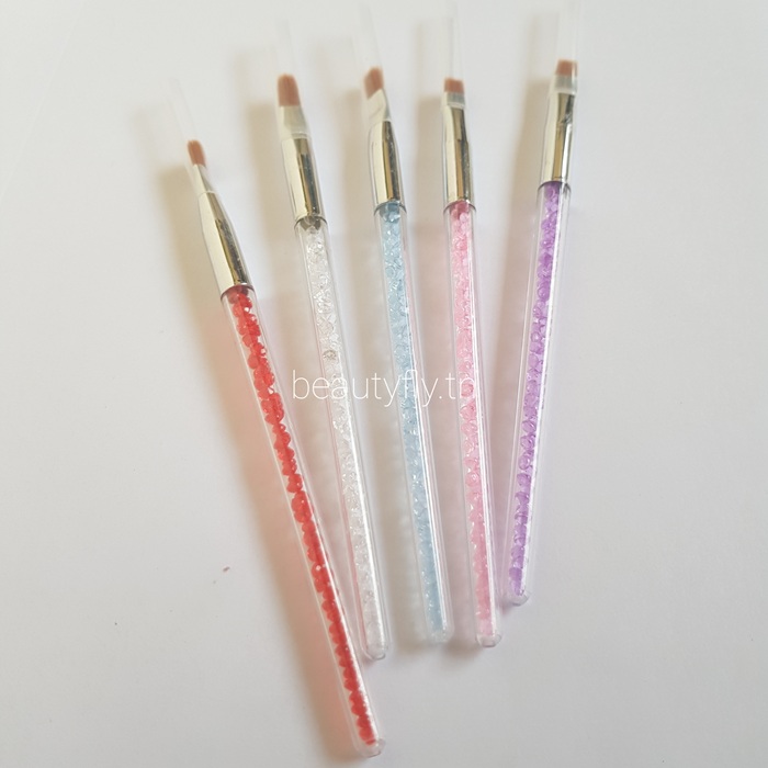 Kit de 5 Pinceaux Nail Art Acrylique – Pinceaux Plats Design Stylo pour Gel UV, Tracé, 3D et Peinture Ongles