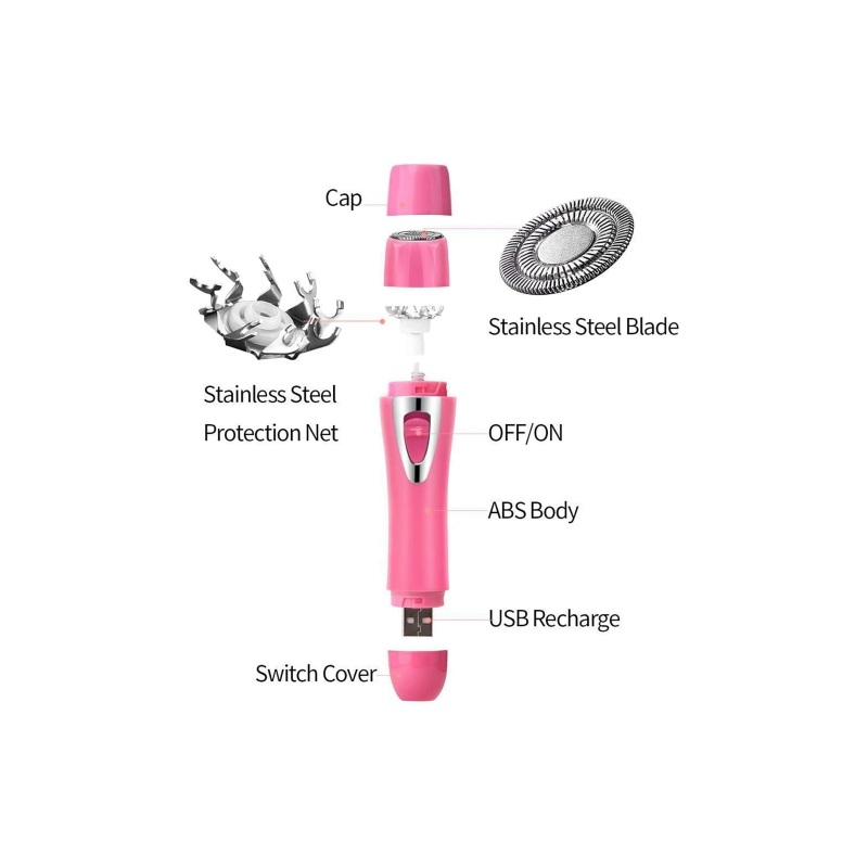 Tondeuse Électrique Femme 4 en 1 – Épilateur Visage & Corps Rechargeable Étanche pour Sourcils, Nez, Bikini et Plus
