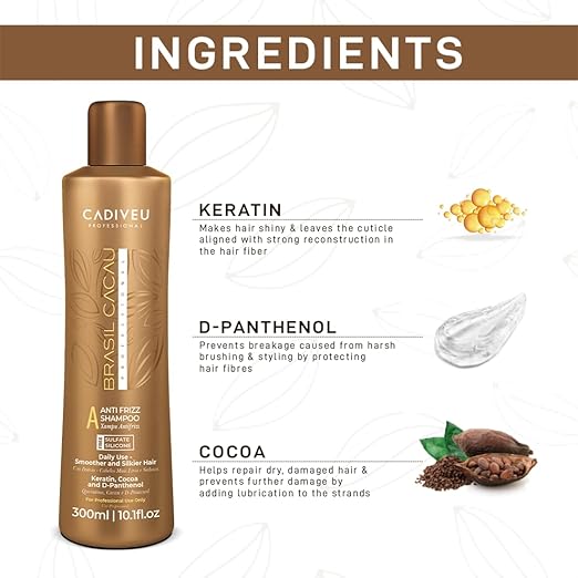 Shampoing Anti-Frizz Sans Sulfates Cadiveu Brasil Cacau – 300ml